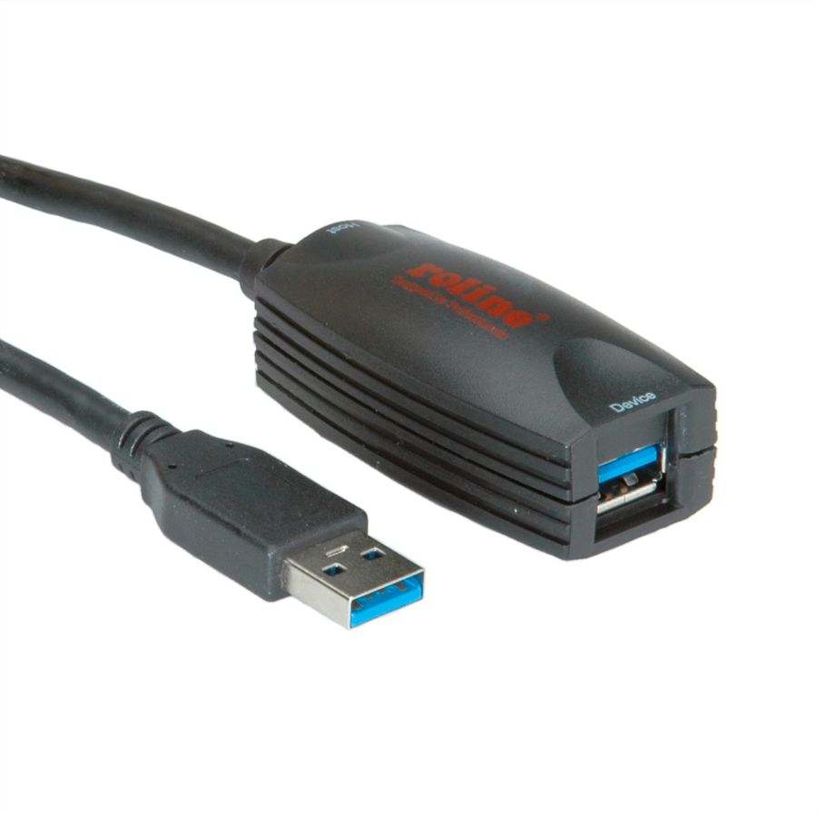 ROLINE Câble prolongateur actif Repeater USB 3.2 Gen 1, noir, 5 m