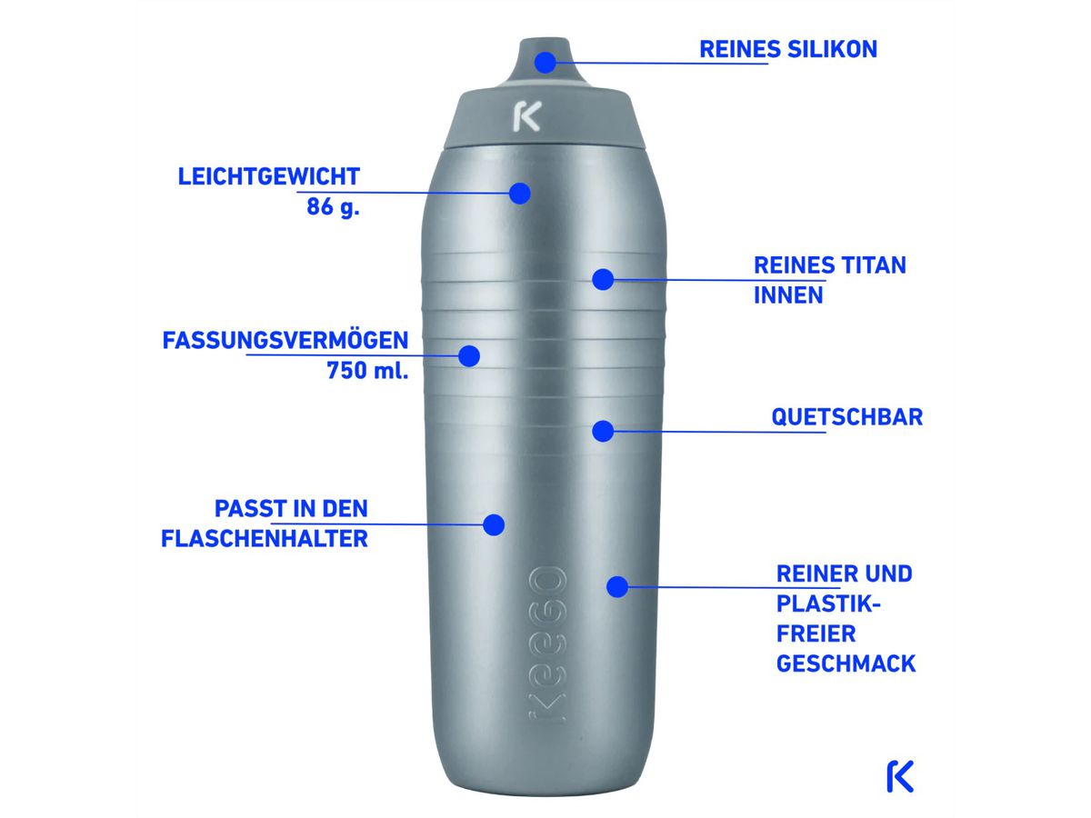 Keego Sportflasche, 750ml, Silber