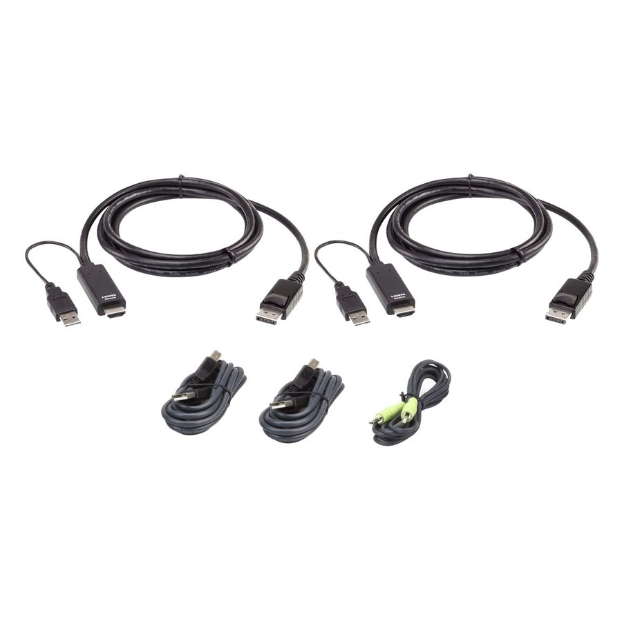 ATEN 2L-7D02UHDPX5 Kit de câbles KVM USB deux affichages sécurisés et universels de 1,8 M