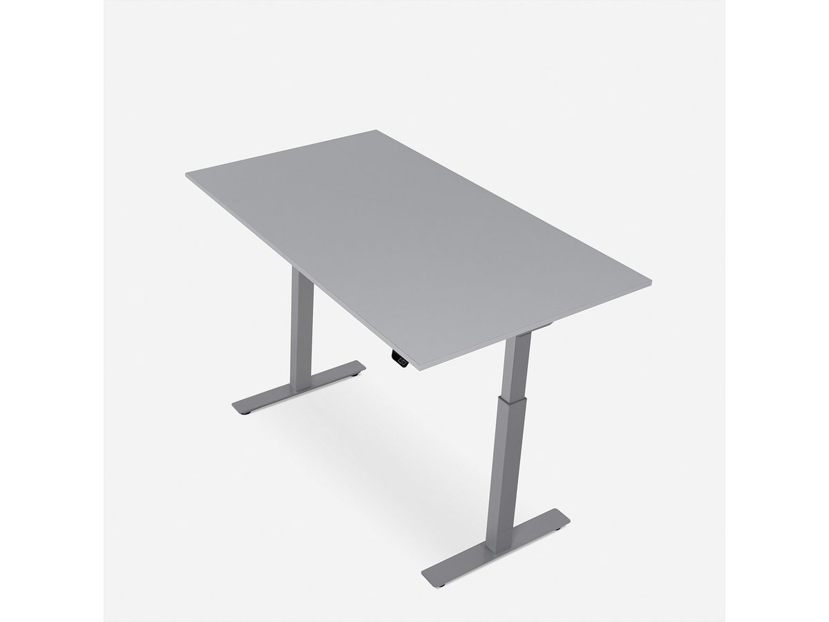 WRK21 Bureau Smart 100 x 60 cm, Hauteur réglable, Gris uni / Gris
