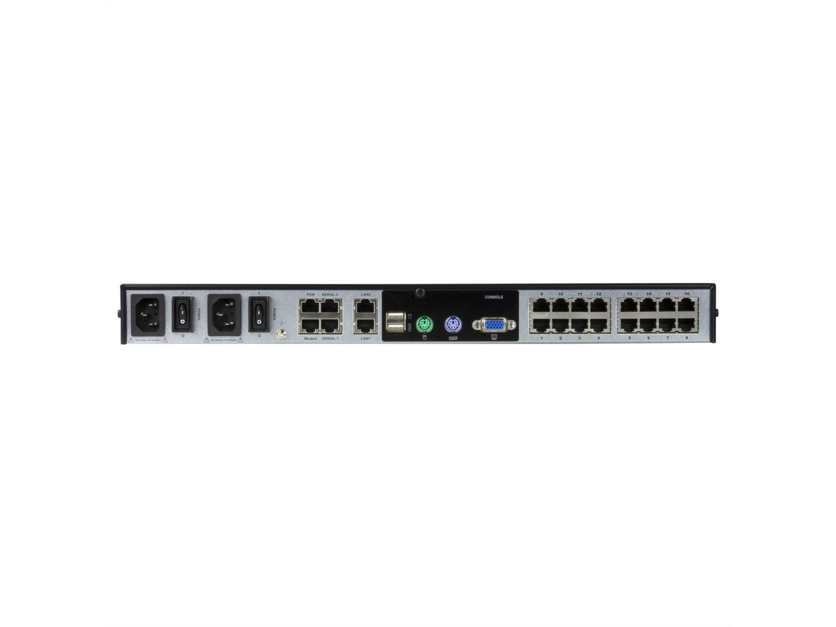 ATEN KN1116VA KVM over-IP-Switch, 16 Ports, 2 Bussysteme, für Cat.5e/6, mit Tonübertragung und virtuellen Datenträgern