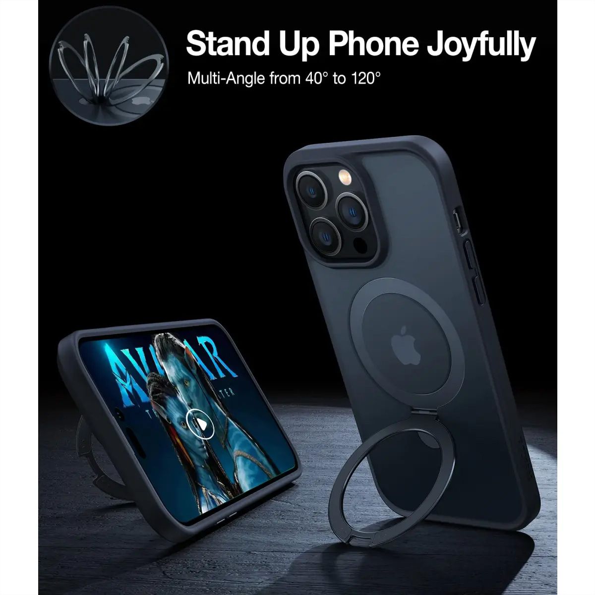 Torras UPRO Ostand Matte Case, iPhone 14 Pro Max, MagSafe, noir