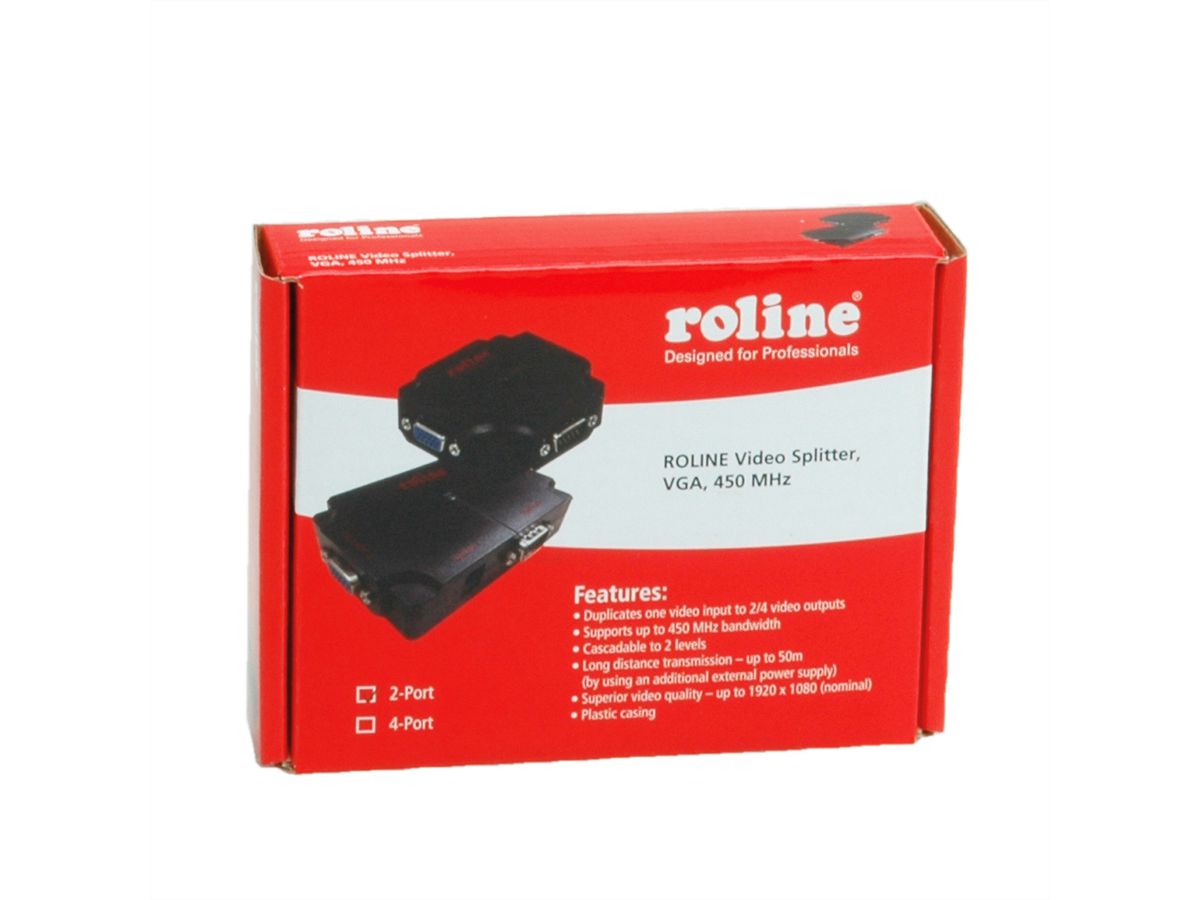 ROLINE Distributeur vidéo VGA, haute résolution, 450 MHz, 2x