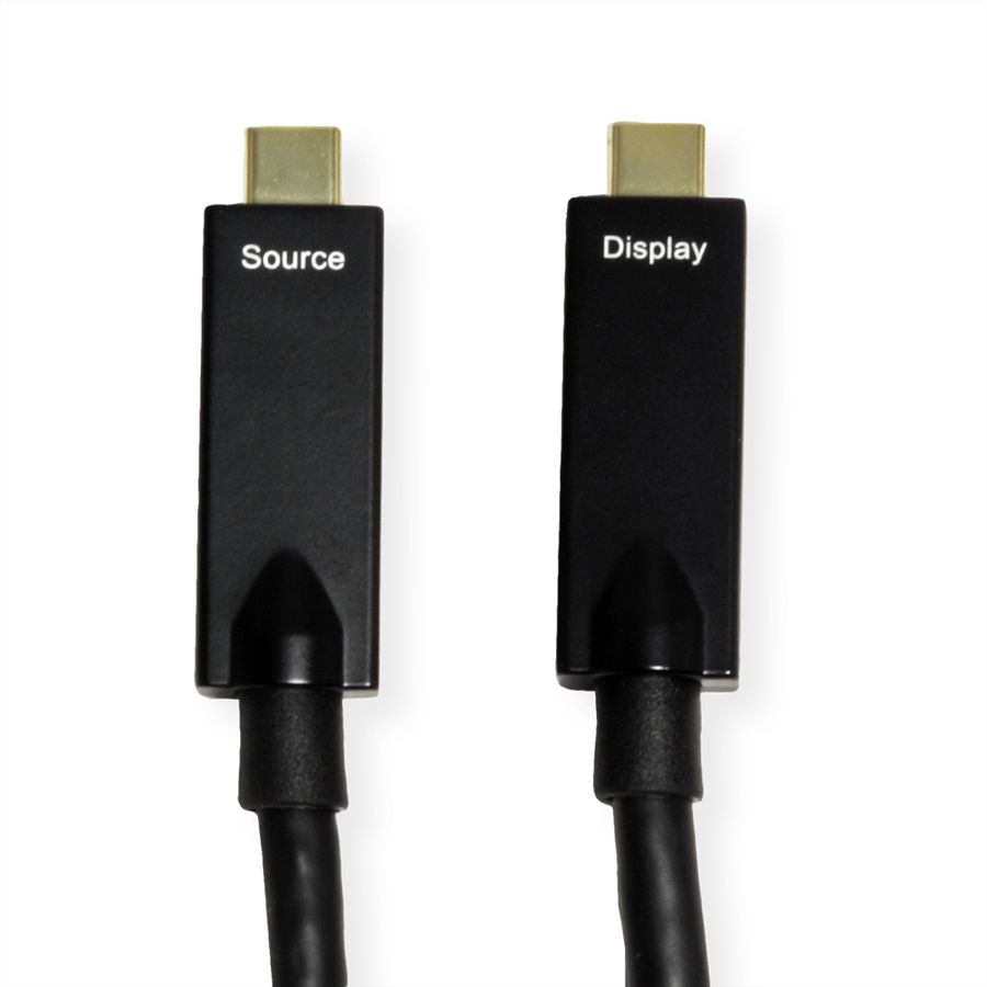 ROLINE USB 3.2 Gen 2 Kabel, AOC, C-C, ST/ST, 10Gbit/s, 4K60Hz, PD (Power Delivery) 60W, schwarz, 10 m
