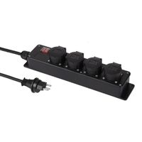 Multiprise avec interrupteur 4xT13 , IP55 avec câble de 3 m H07RN-F 3G1,5 mm2 , noir