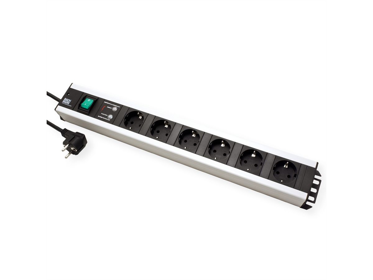 BACHMANN Multiprise 6x contact de protection, protection contre les surtensions, interrupteur