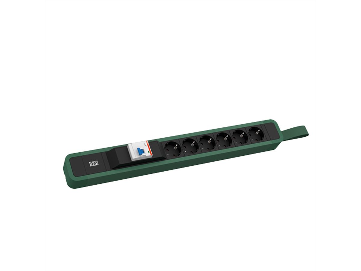 BACHMANN PRIMO 2 6xCEE7/3 1xFI mit Schlaufe 2,0m CEE7/7 RAL6028