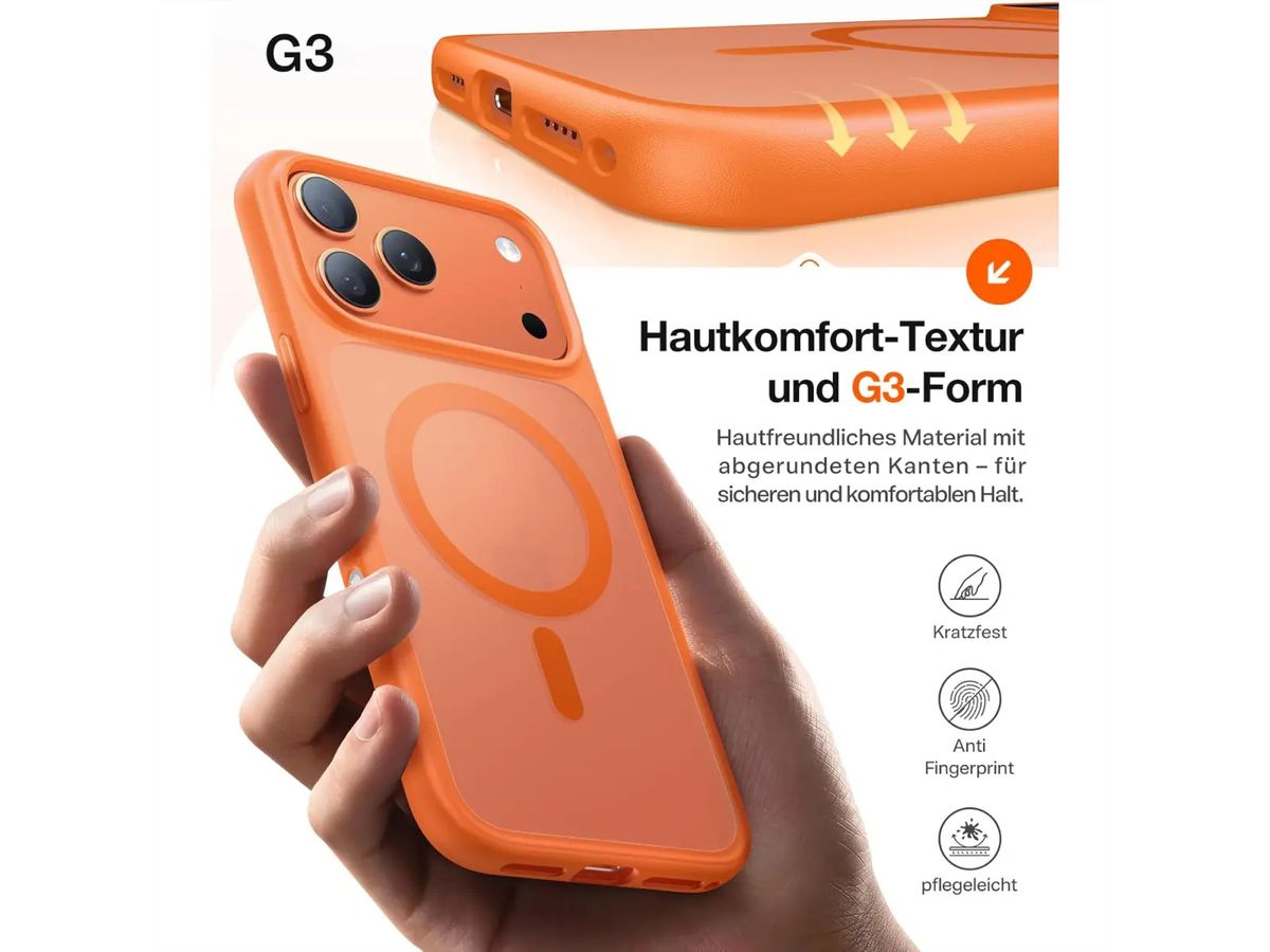 Torras Guardian Schutzhülle, iPhone 17 Pro, Magsafe, orange