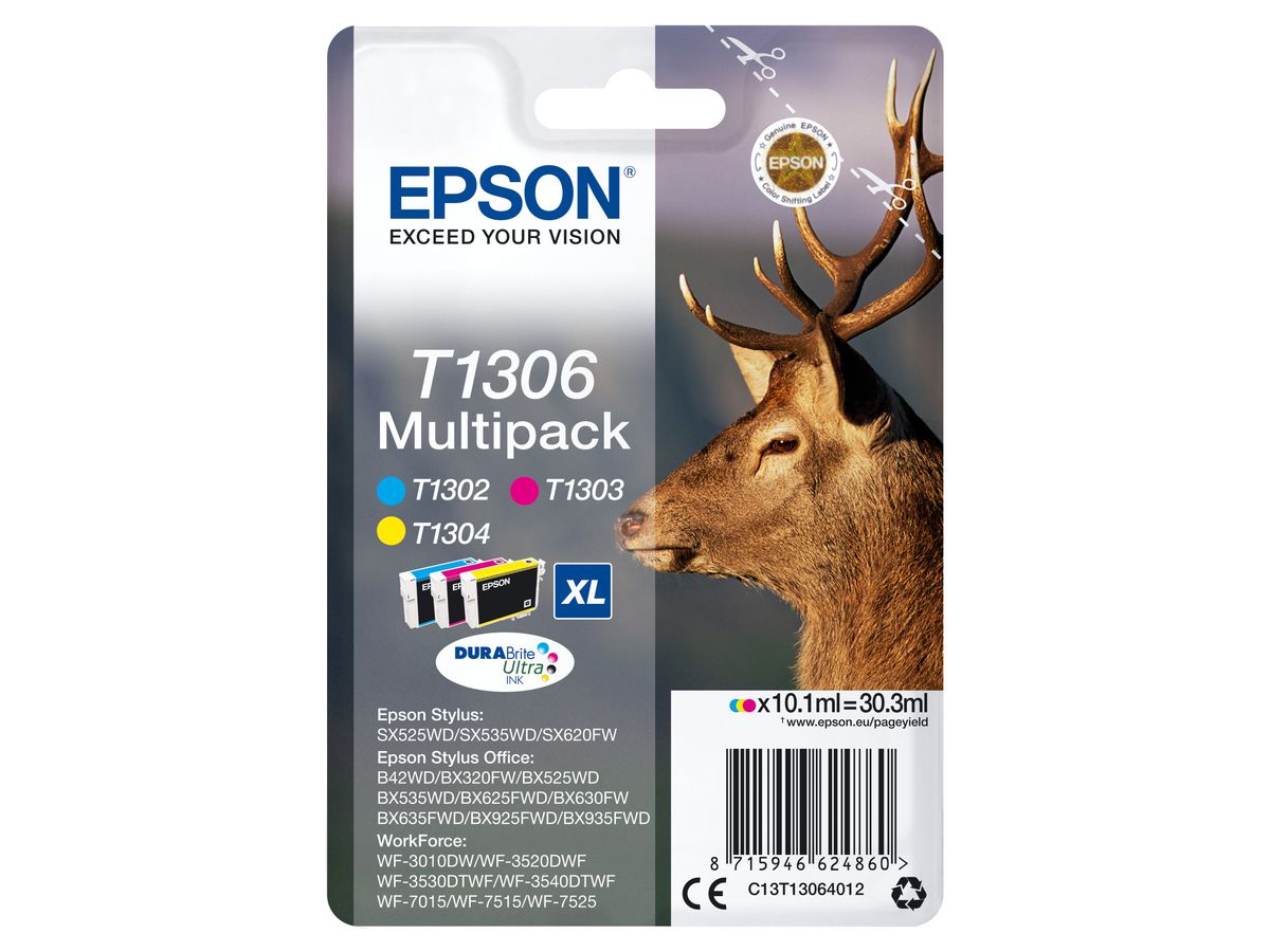 Epson Stag Multipack 3 Farben T1306 DURABrite Ultra Ink