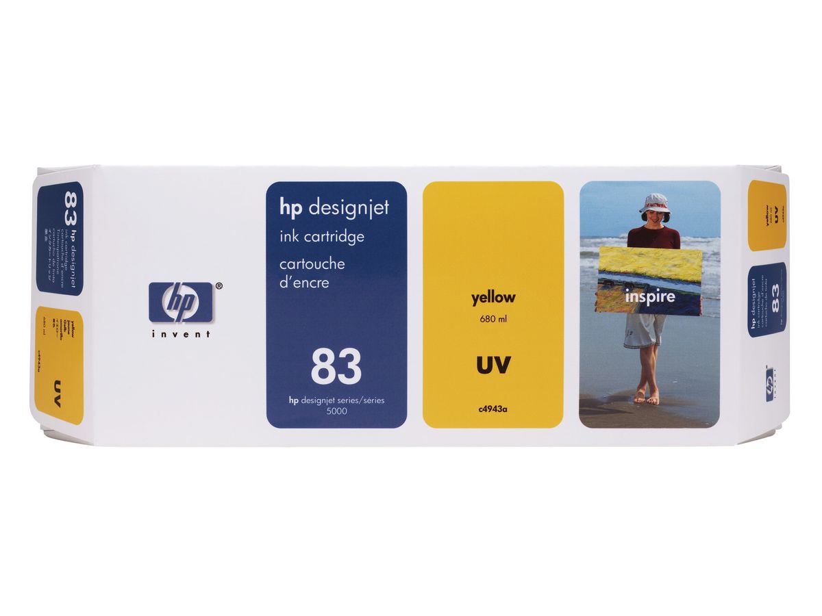 HP 83 680-ml Yellow DesignJet UV Ink Cartridge cartouche d'encre 1 pièce(s) Original Jaune