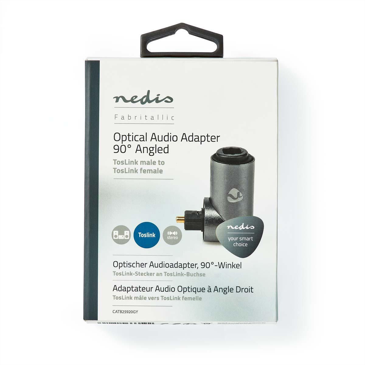 Adaptateur Toslink coudé Nedis, coudé à 90°, ST/BU, gris