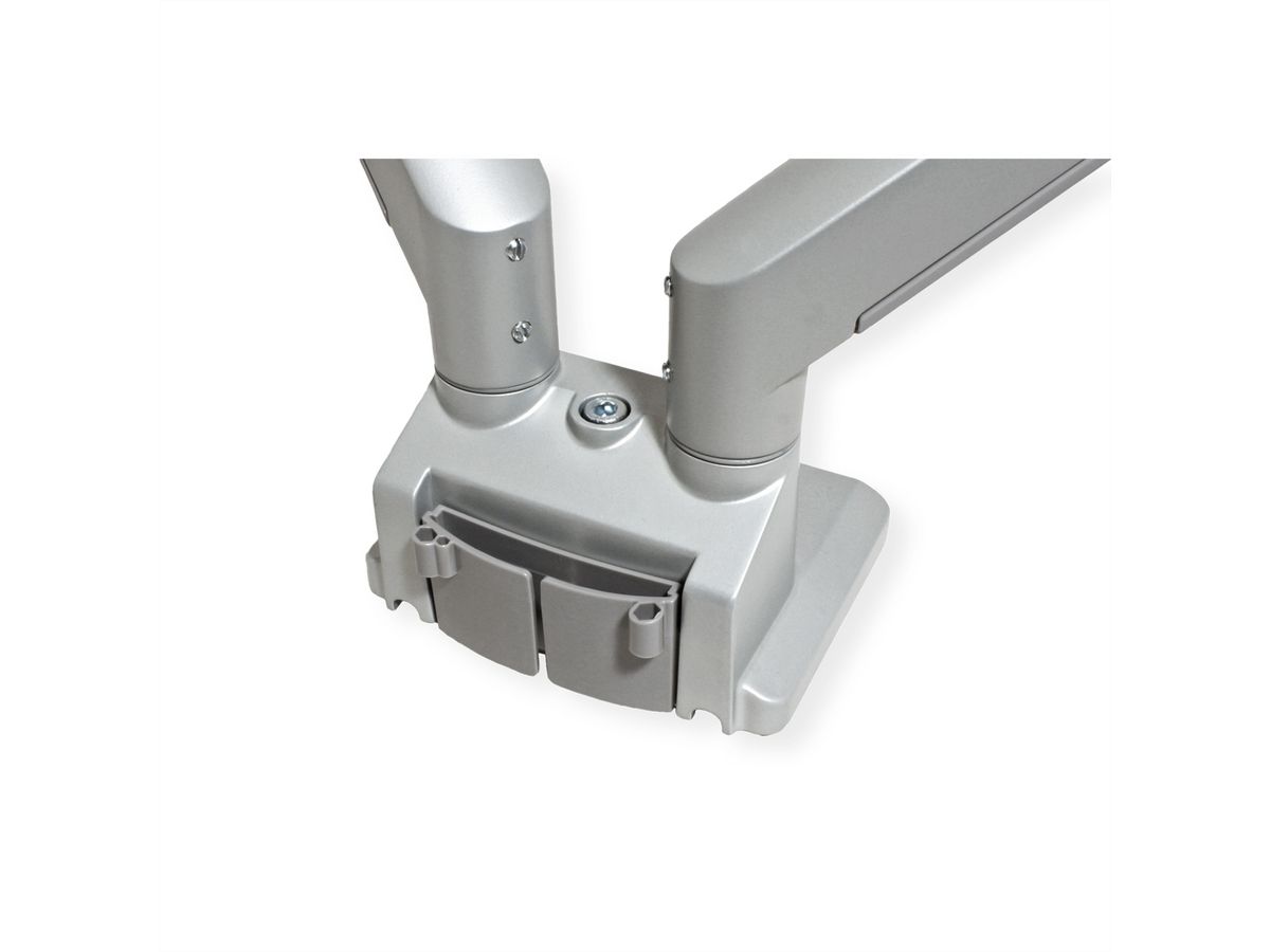 ROLINE LCD-Doppelarm, Tischmontage, Gasfeder, 5 Gelenke, 17-32 Zoll, bis 2x 9 kg, silberfarben