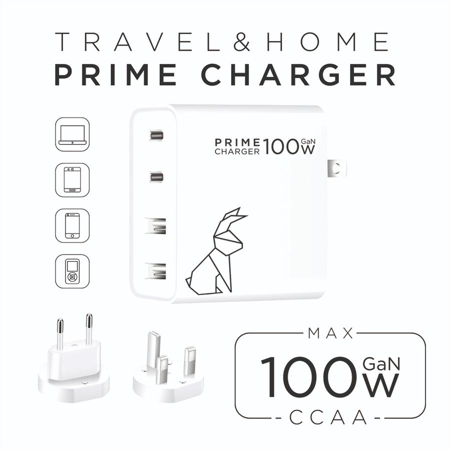 Rabbiter Power Home & Travel Prime Charger, 100W