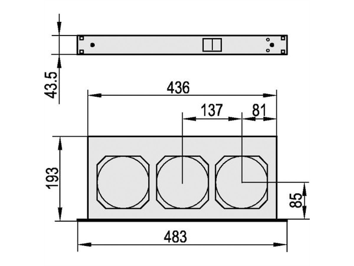 SCHROFF 19" Umlüfter, 3 Ventilatoren, 1 HE - UMLUEFTER 19"M.SCH. 115V