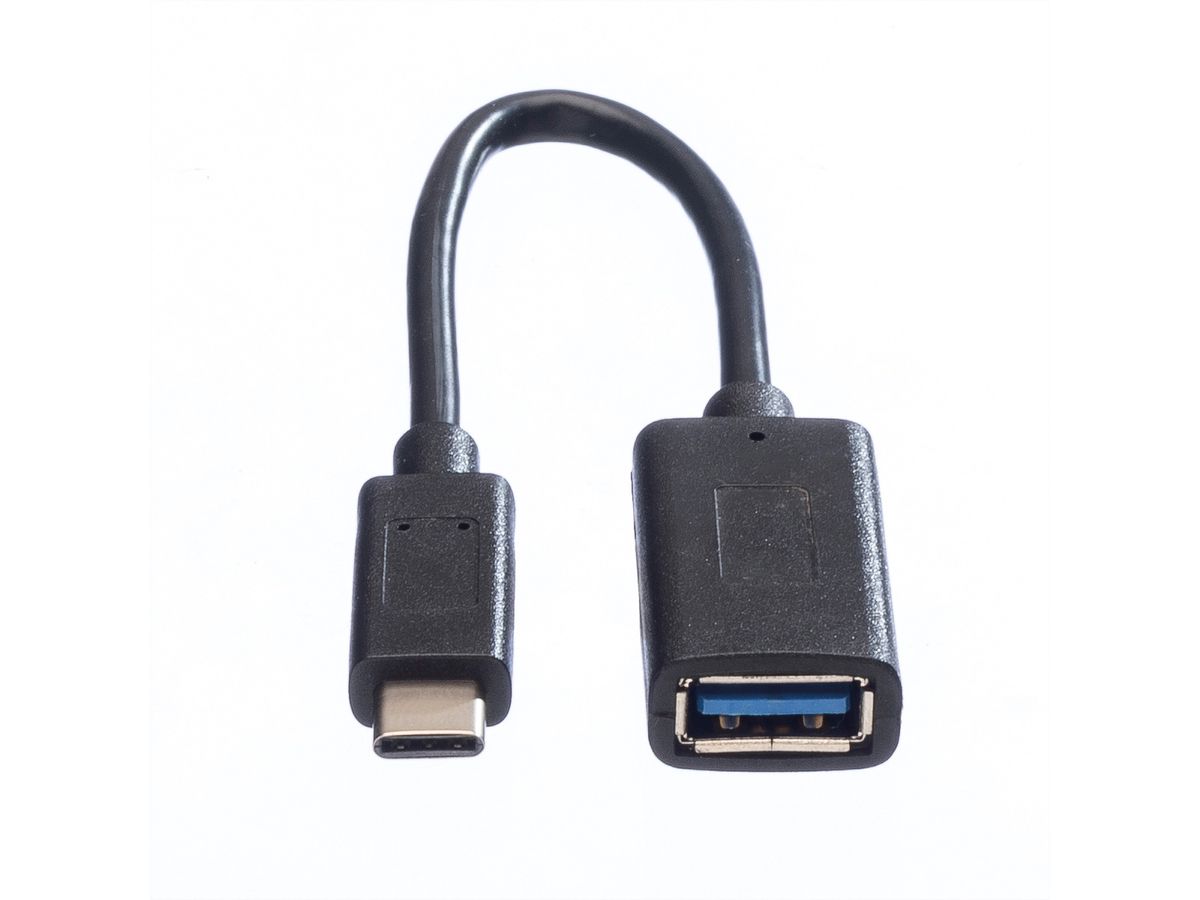 VALUE Câble USB 3.2 Gen 1, Type C - A, M/F, OTG, noir, 0,15 m