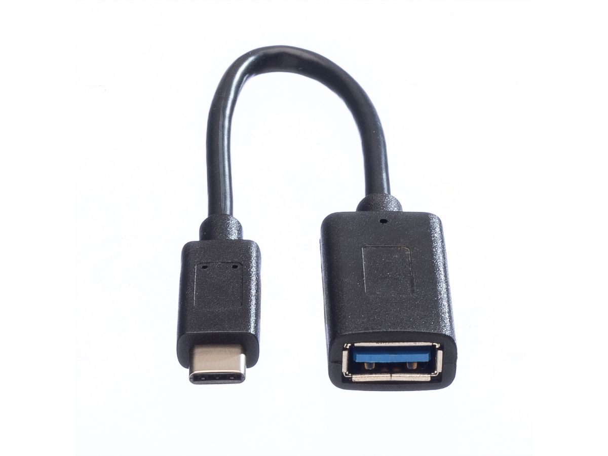 VALUE USB 3.2 Gen 1 Kabel, USB Typ C - A, ST/BU, OTG, schwarz, 0,15 m