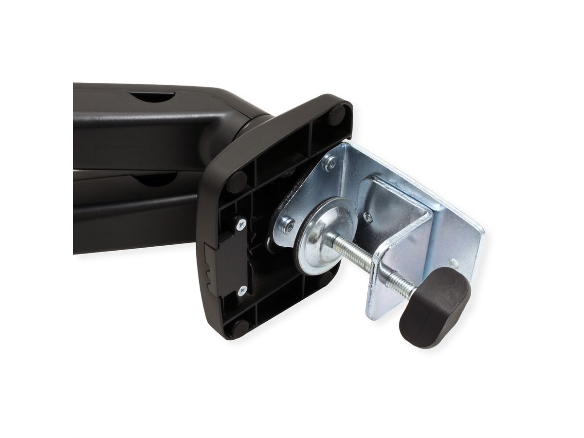 VALUE Dual LCD-Arm, Tischmontage, Gasfeder, 5 Gelenke, 12-27 Zoll, bis 2x 6,5 kg, schwarz