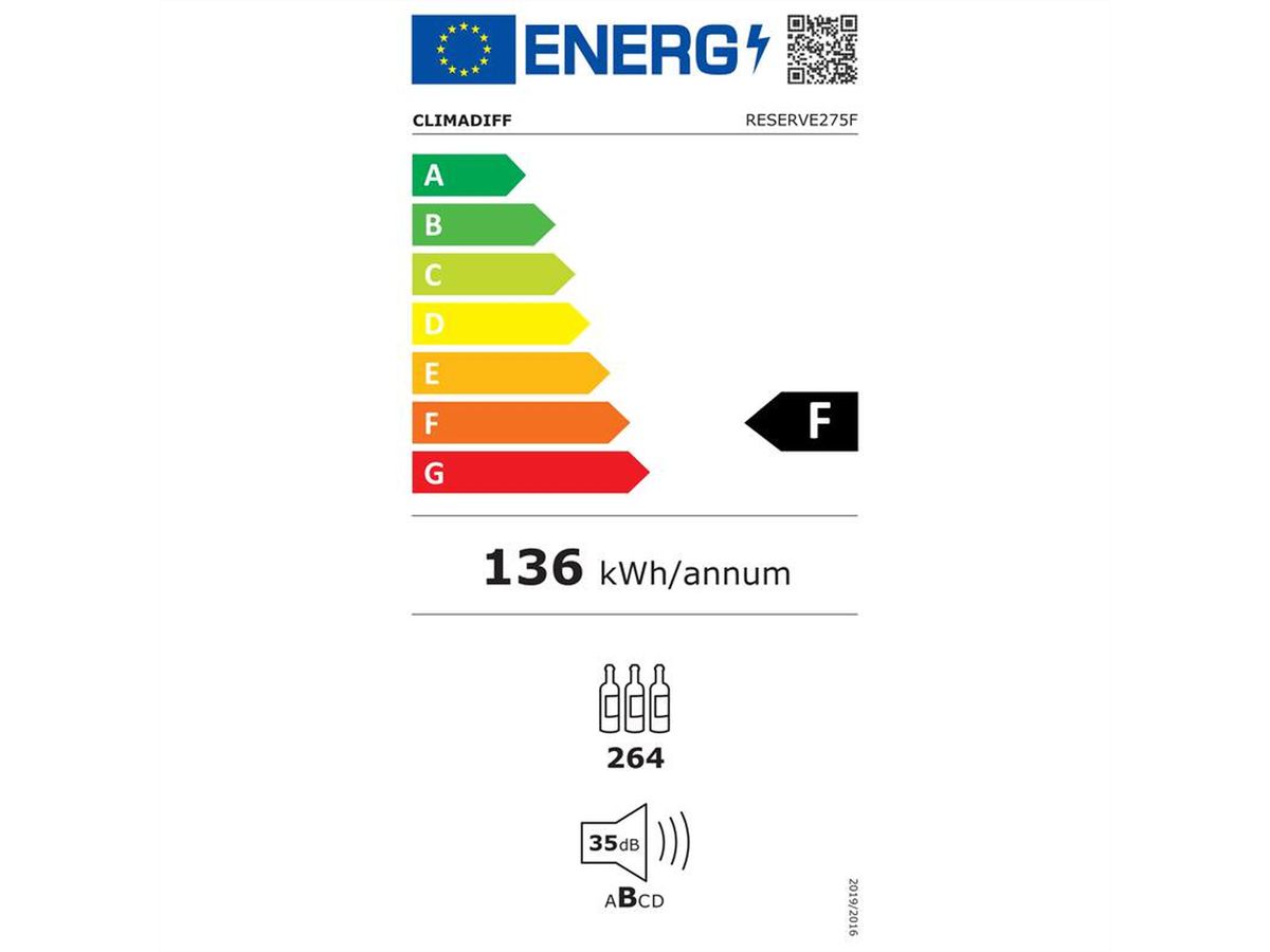 Climadiff Weinkühlschrank RESERVE275F, Freistehend, 1 Zone, 264 Flaschen