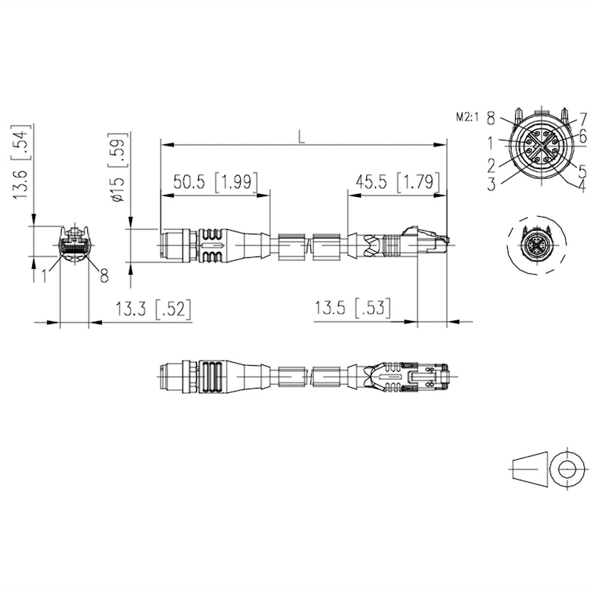 METZ CONNECT Verbindungsleitung M12 ST-RJ45 ST, 8-pol X-kodiert, gerade-gerade, 1 m