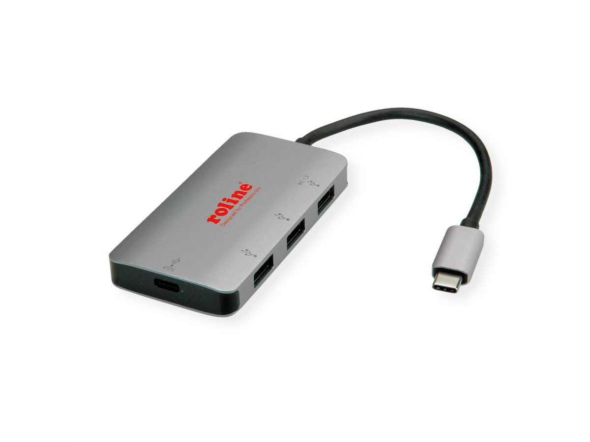 ROLINE USB 3.2 Gen 1 Hub, 3fach, Typ C Anschlusskabel (PD+Data)