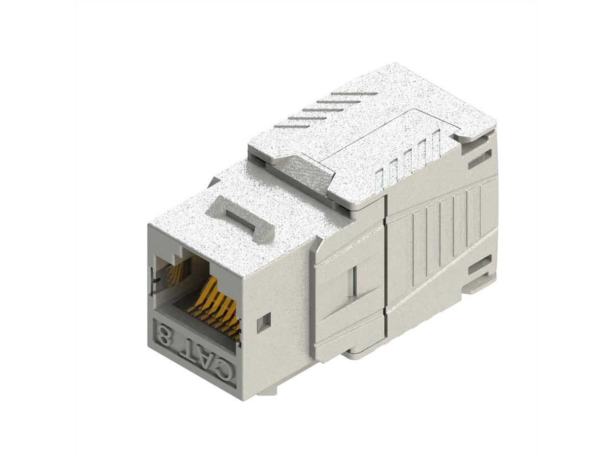 ROLINE Cat.8 (Class I) Keystone, geschirmt, werkzeuglos, silberfarben