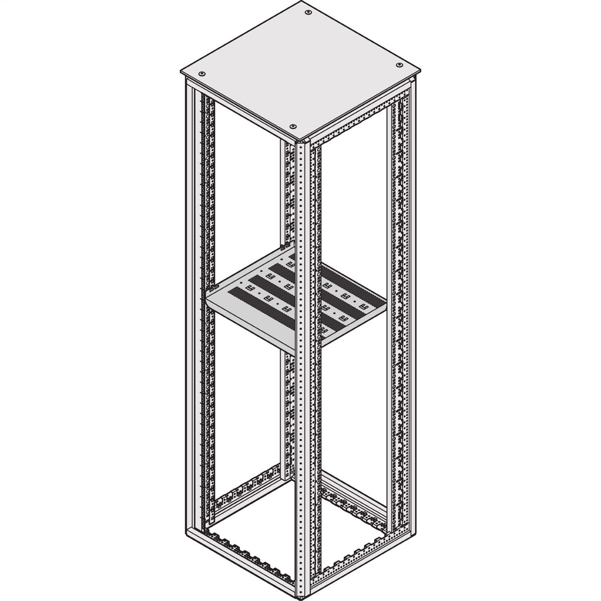SCHROFF 19"-Fachboden stationär - 19"FACHB.STAT. 800T RAL7035