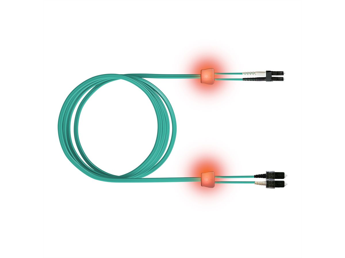 EasyLan LWL-LED-Patchkabel duplex 50/125µm OM3, LC/SC, türkis, 1 m