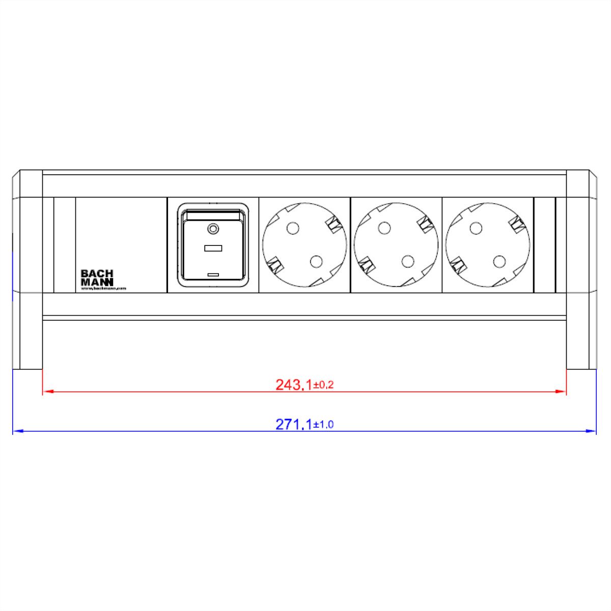 BACHMANN DESK 1xinterrupteur 3xCEE7/3