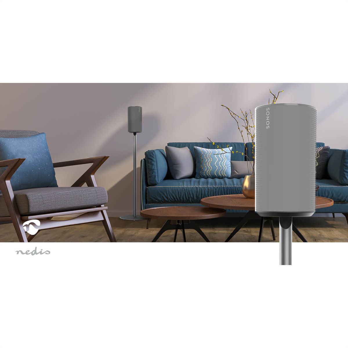 Nedis Lautsprecherständer für Sonos Era100 schwarz, Ständer, 3 kg, Kabelmanagement
