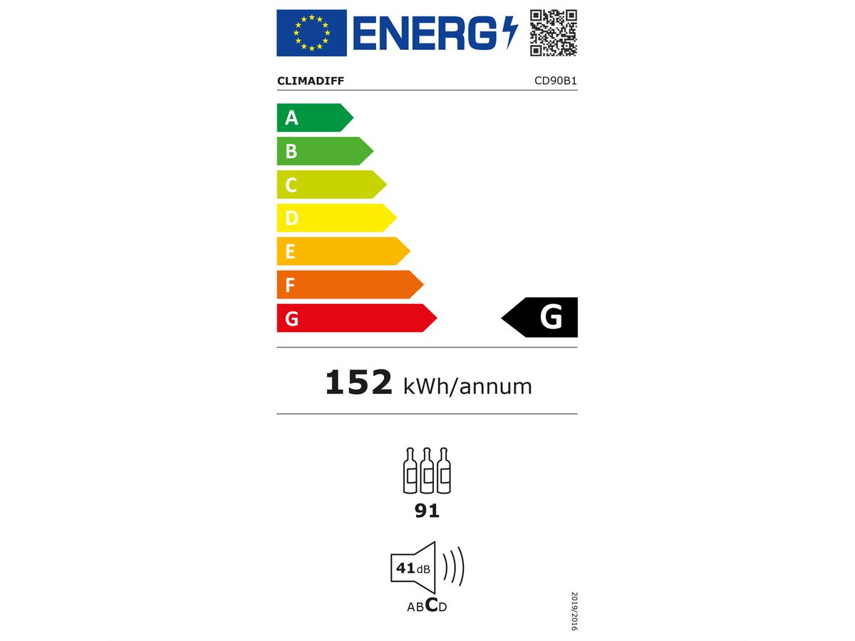 Climadiff Weinkühlschrank CD90B1, Freistehend, 2 Zonen, 91 Flaschen