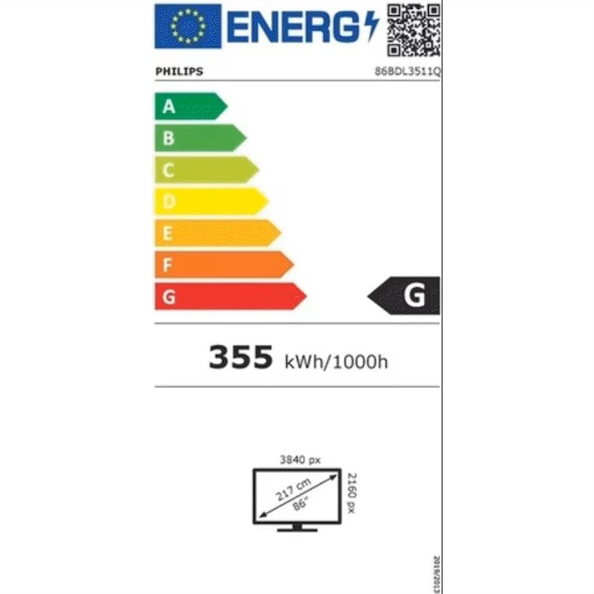 Philips Signage Display 86BDL3511Q/00, 86", UHD, 18/7, 400cd/m²