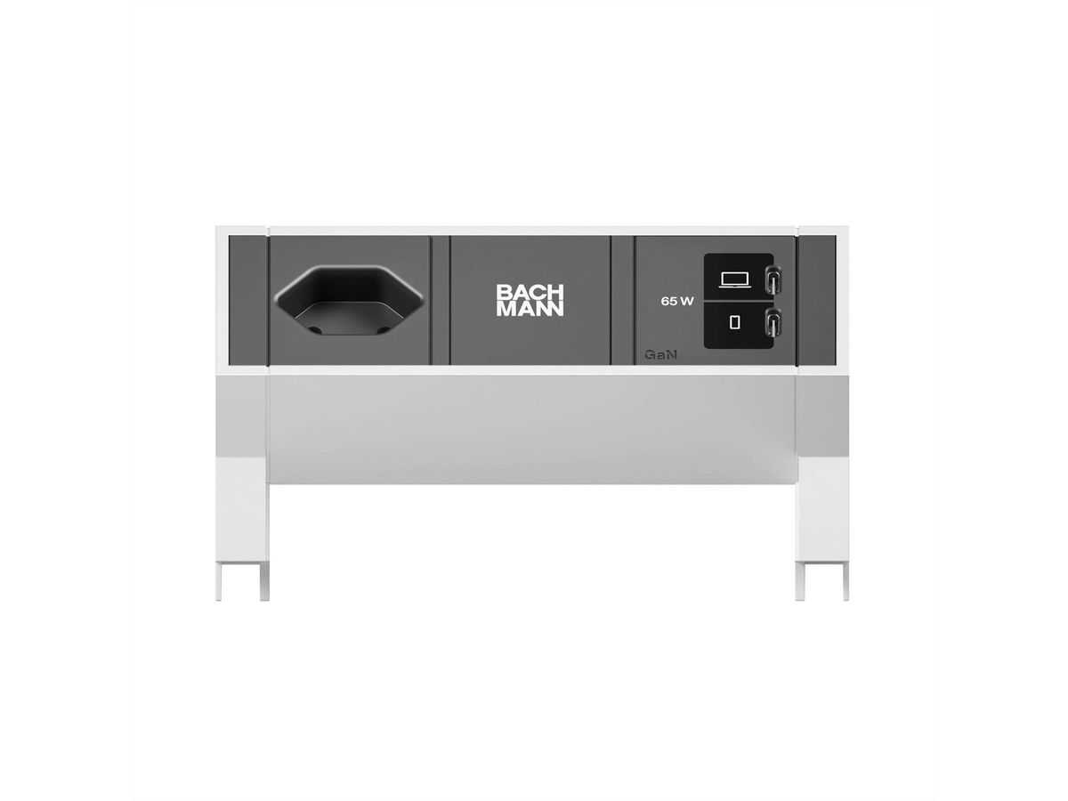 BACHMANN DESK2 1xCH 90° 1xUSB C/C 65W, L=0,2m INOX