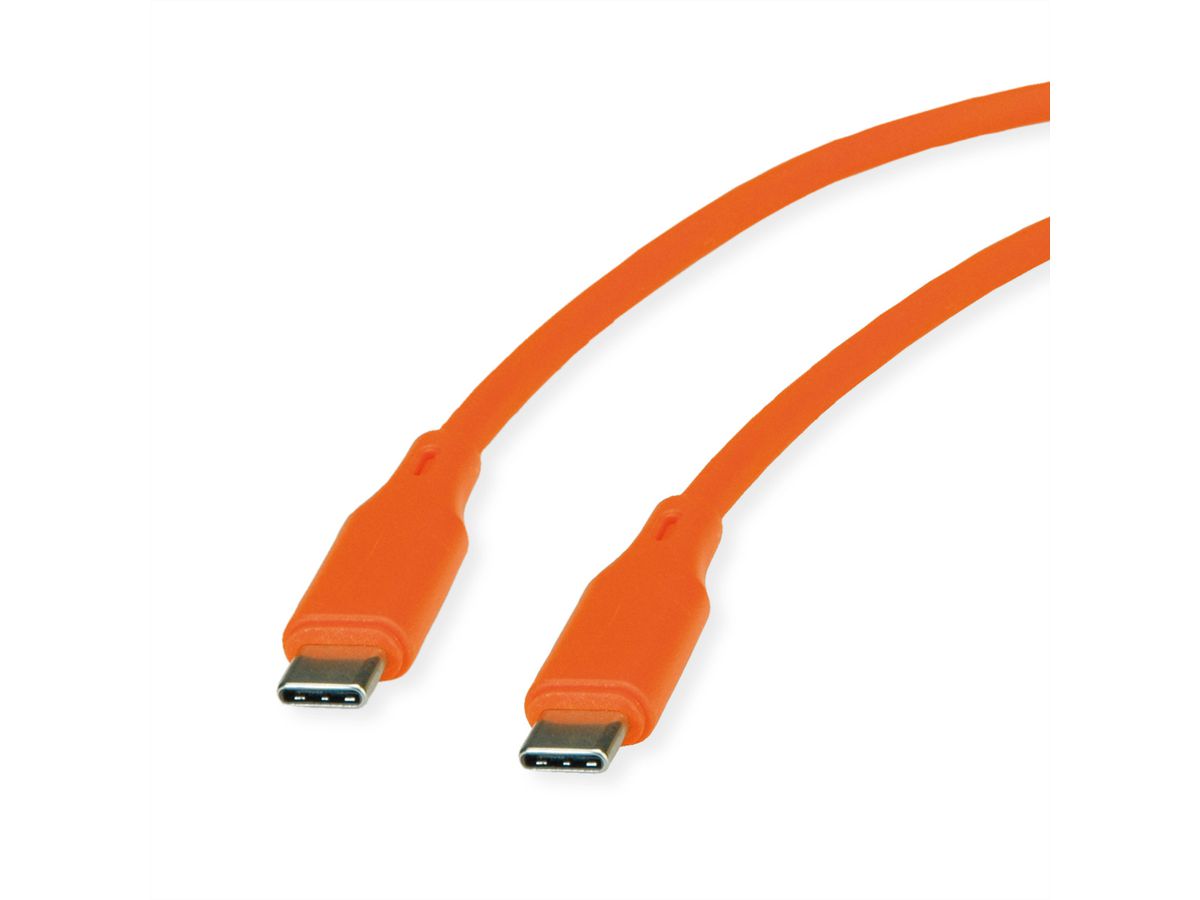 ROLINE USB 2.0 Kabel, Typ C-C, ST/ST, Silikon, 60W, orange, 1 m