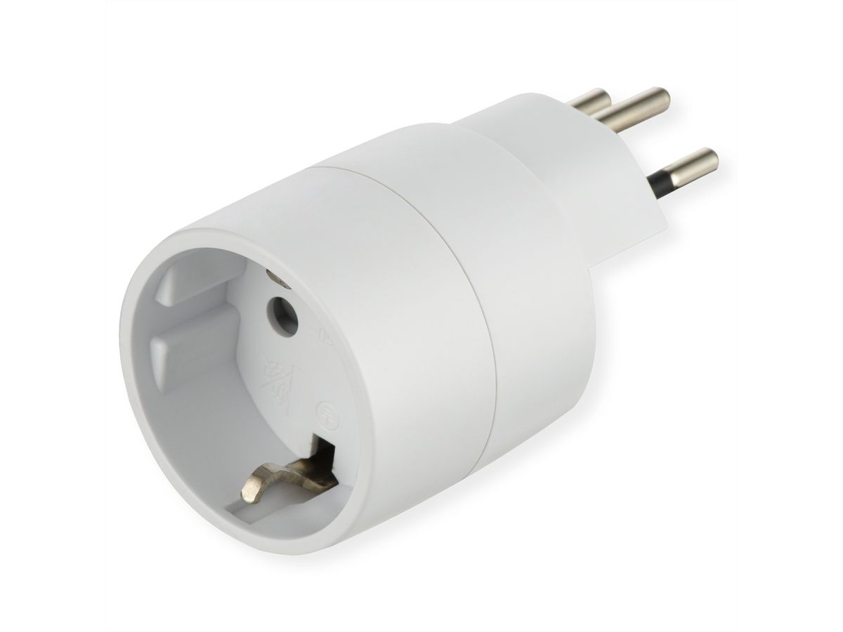 Reiseadapter CH/D NO BLOCK, Stecker T12/Schutzkontakt-Buchse, weiss