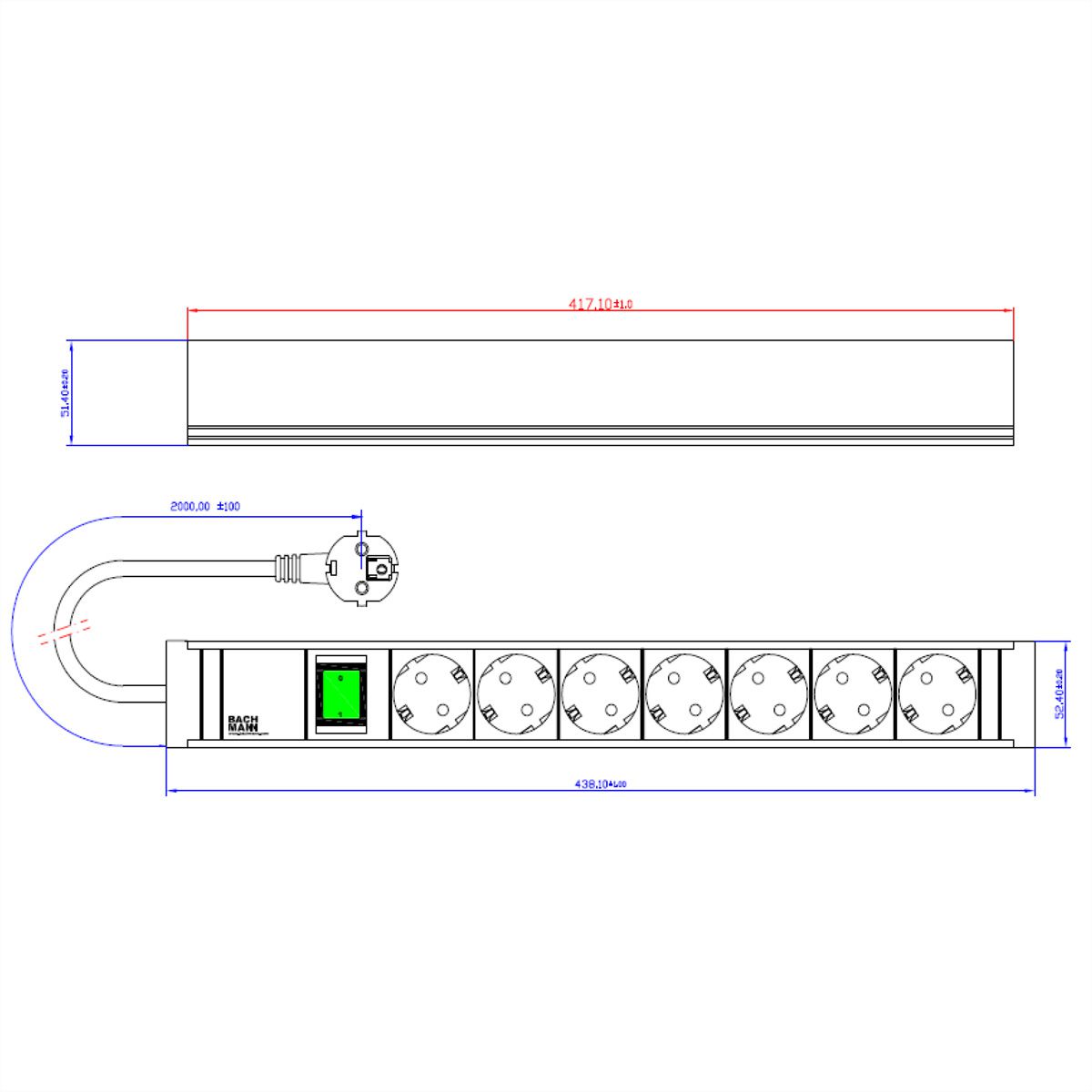 BACHMANN CONNECT LINE 7x contact de protection, sans câble