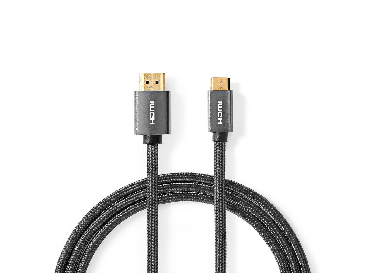 Nedis HDMI High Speed Kabel mit Ethernet, HDMI ST - Mini HDMI ST, grau, 2 m