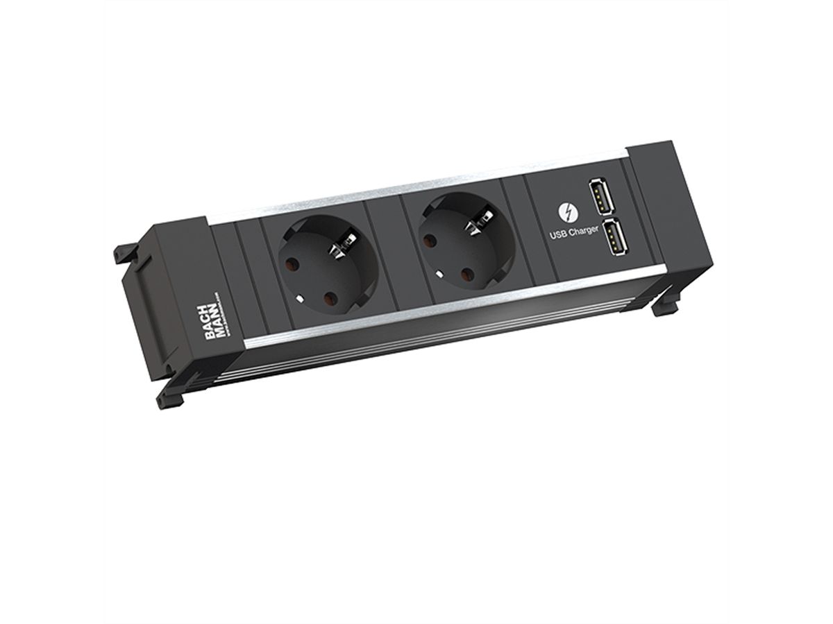BACHMANN POWER FRAME 2xCEE7/3 USB Chargr, ALLEMAND