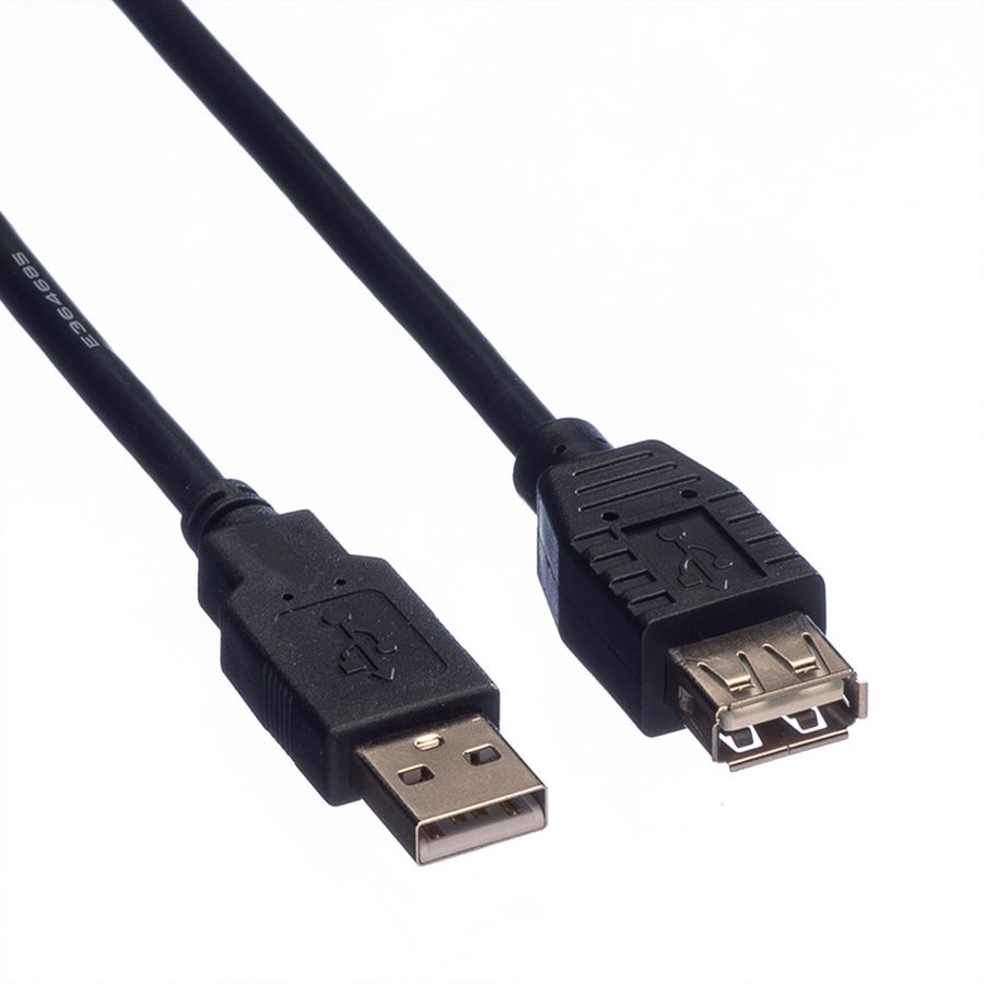 ROLINE USB 2.0 Verlängerungskabel, Typ A-A, ST/BU, schwarz, 0,8 m