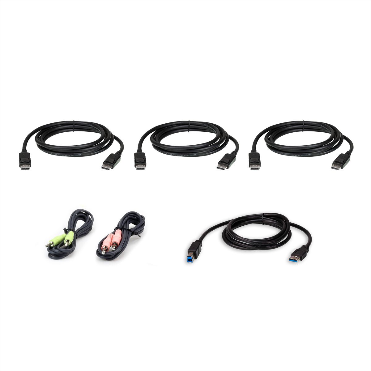 ATEN 2L-7D02UDPX6 Kit de câbles KVM trois affichages DisplayPort USB, noir, 1,8 m