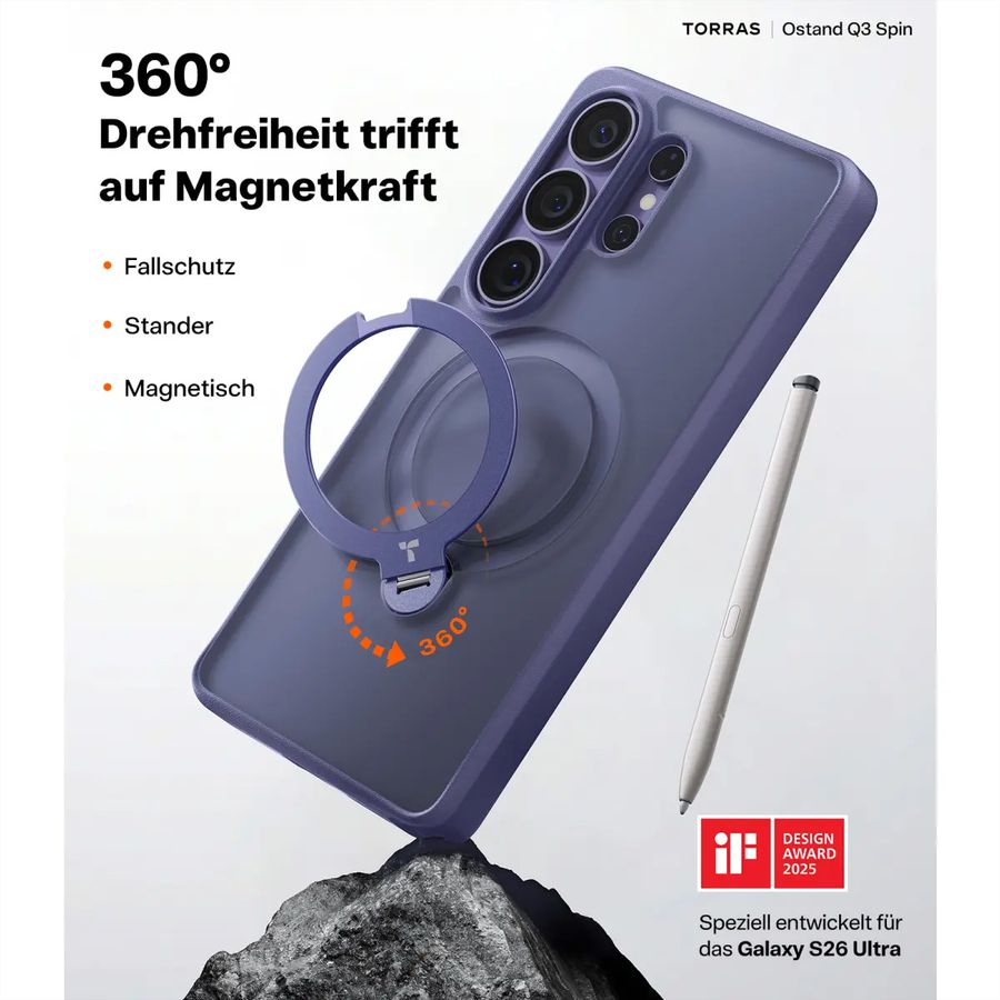 Torras Ostand 360° Spin Case, Galaxy S26 Ultra, violet