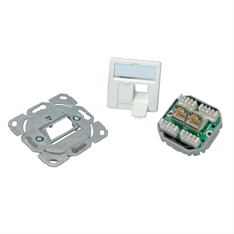 TELEGÄRTNER Dose AMJ45 UP/50 2x RJ-45 Cat.5e (Class D), alpinweiss