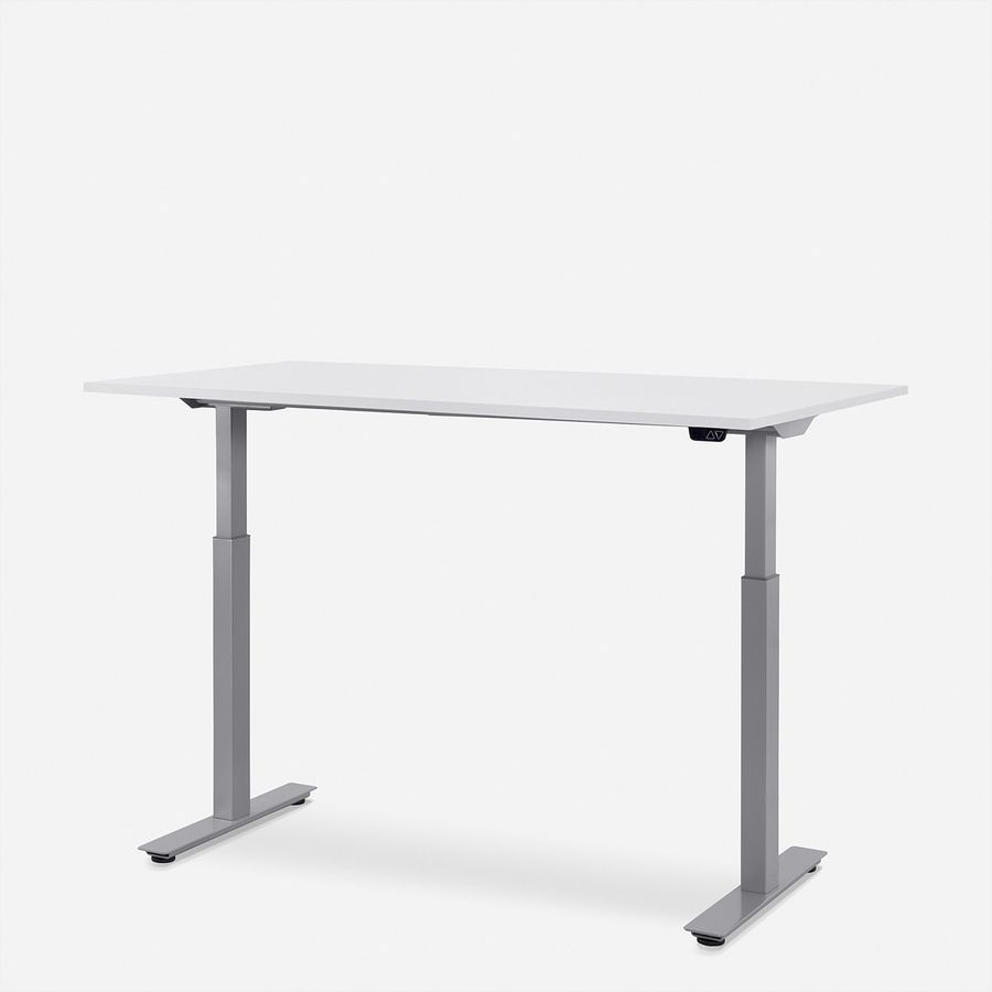 WRK21 Bureau Smart 100 x 60 cm, Hauteur réglable, Blanc uni / Gris