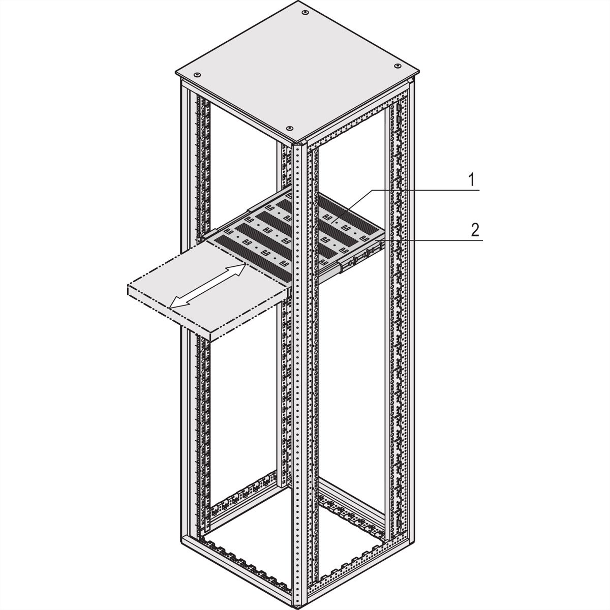 SCHROFF Varistar 19'' étagère, télescopique, 30 kg, RAL 7021, 600W 600D