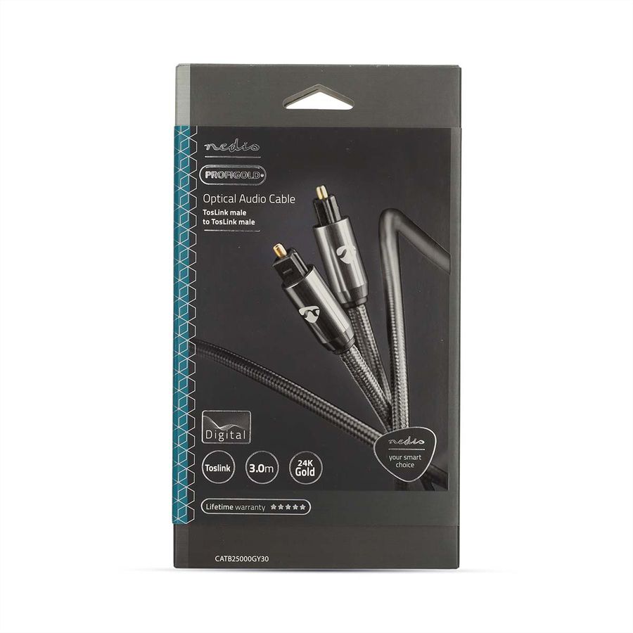 Nedis Optisches Audiokabel Toslink, ST/ST, grau, 3 m