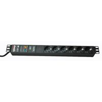 BACHMANN Bâti de prises 19" 6x avec GVS sans interrupteur, noir