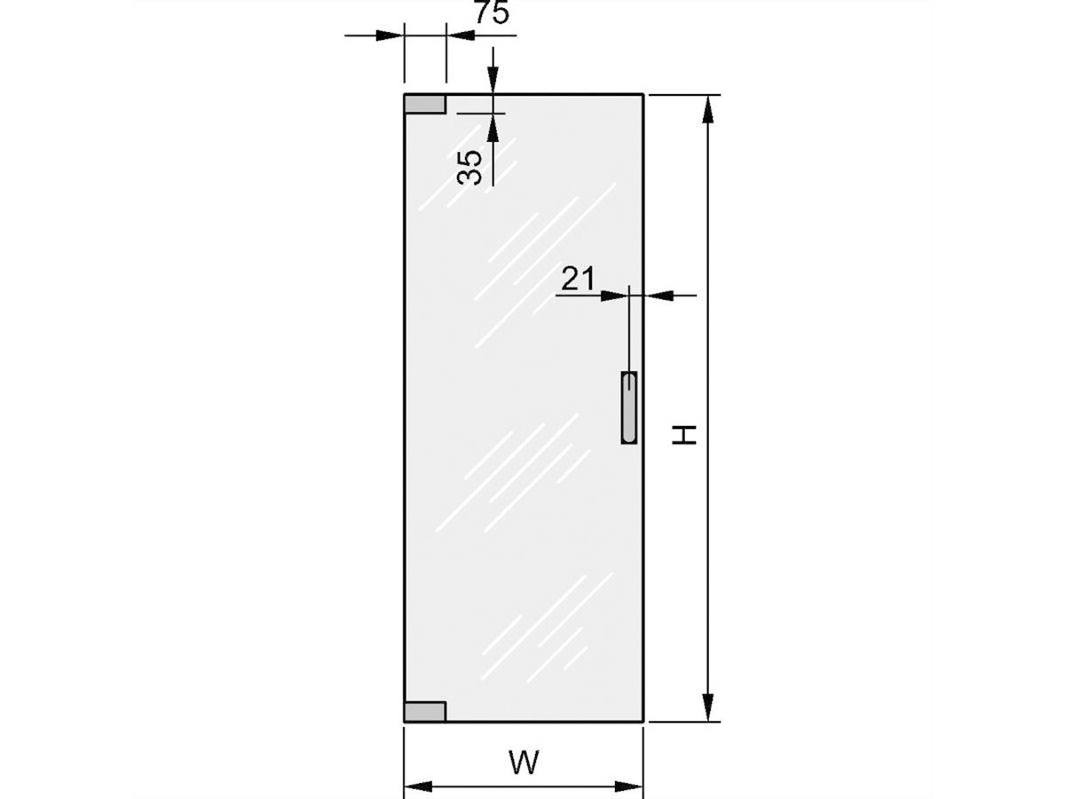 SCHROFF Glastür - GLASTUER 47HE 600B 180GRD