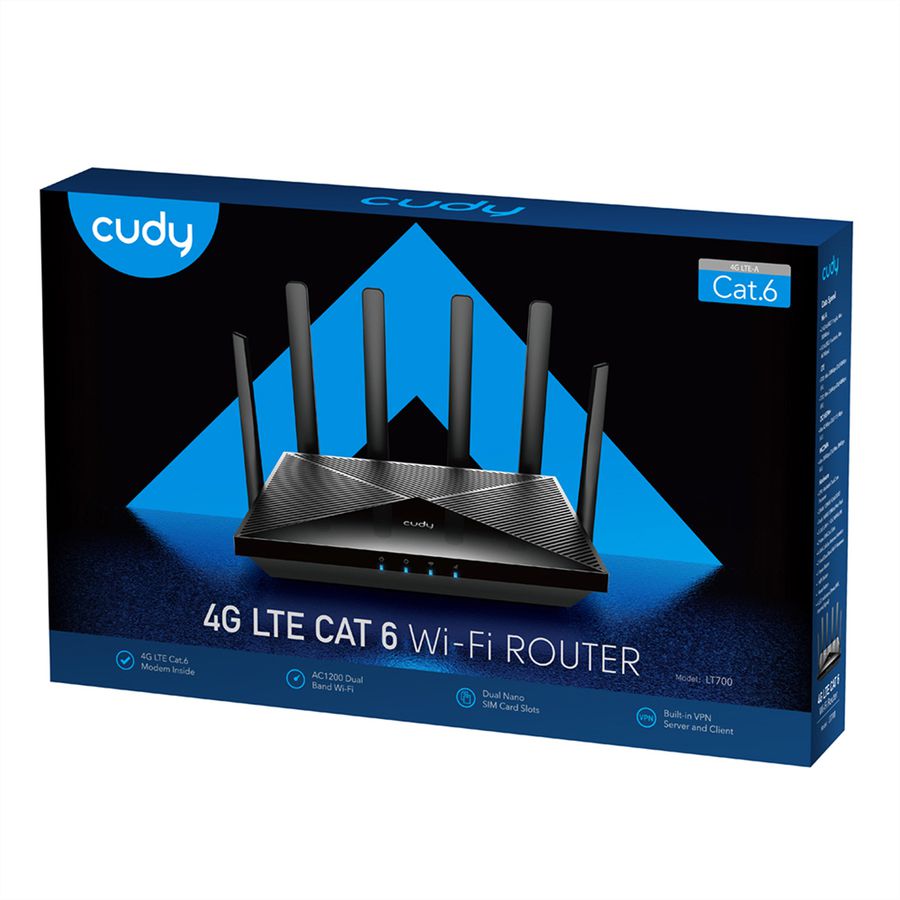 CUDY LT700 AC1200 Routeur WiFi 4G, LTE-Cat6 Gigabit