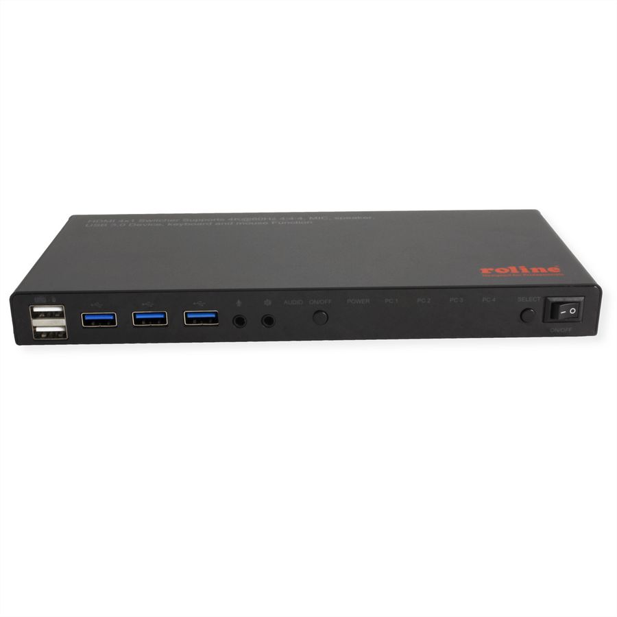 ROLINE Switch KVM, HDMI 4K, USB, 1 User - 4 PC , avec hub USB 3 ports