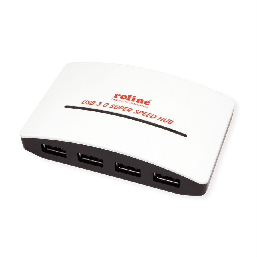 ROLINE USB 3.2 Gen 1 Hub "Black and White", 4 Ports, mit Netzteil