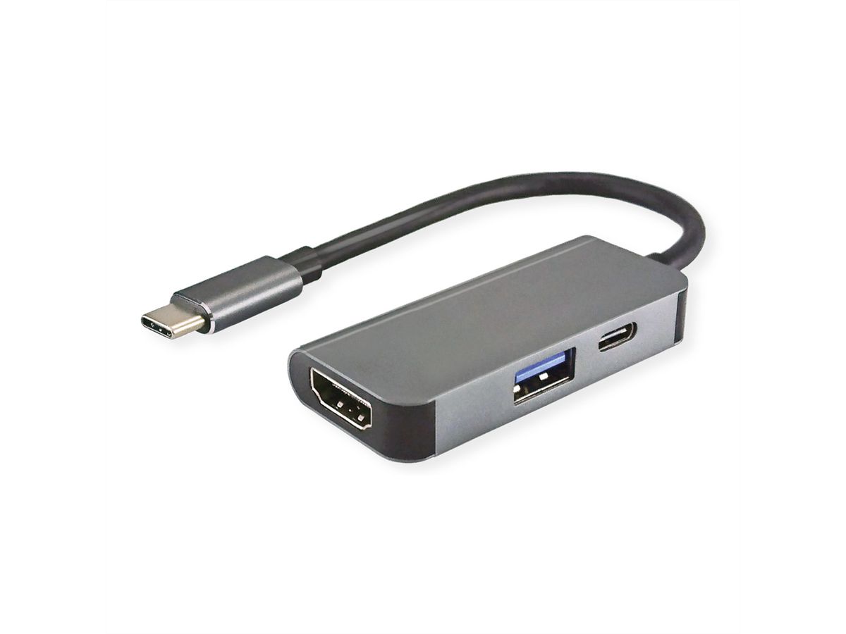 VALUE Adaptateur USB-C - HDMI, USB 3.2 Gen 1 A + Type C (Power Delivery)